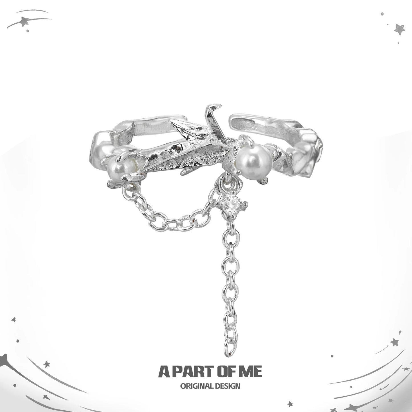 Corigami Era S925 Sterling Silver Paper Crane Adjustable Rings