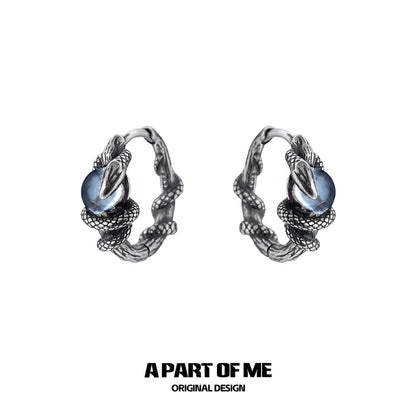 Year of the Snake S925 Sterling Silver Snake Huggies Earrings