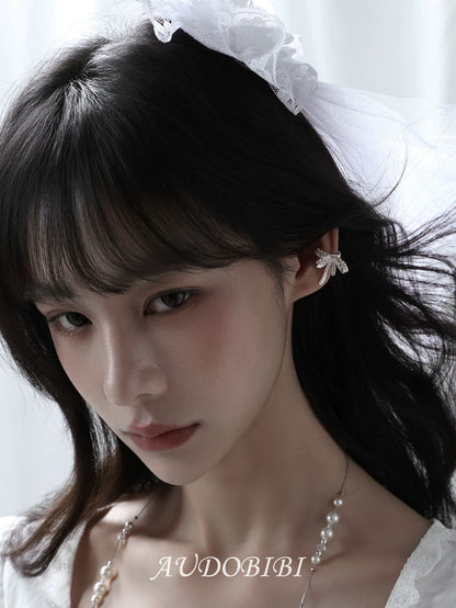 Dreaming in Lace 18K Platinum Plating Lace Ribbon Earcuffs