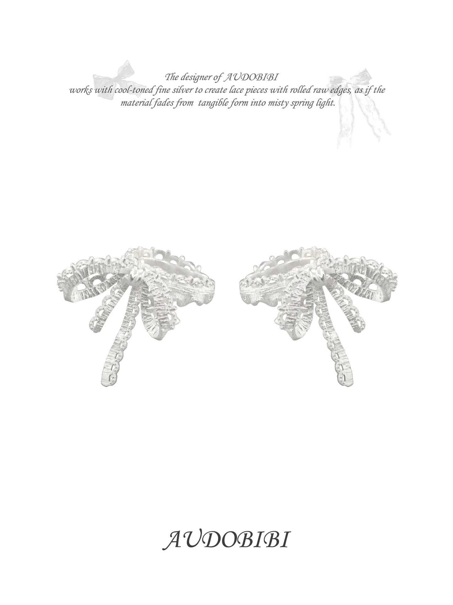 Dreaming in Lace 18K Platinum Plating Lace Ribbon Earcuffs
