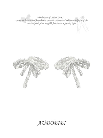 Dreaming in Lace 18K Platinum Plating Lace Ribbon Earcuffs