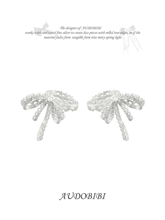 Dreaming in Lace 18K Platinum Plating Lace Ribbon Earcuffs