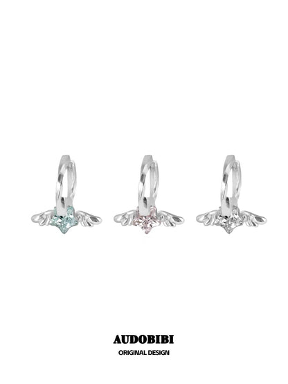 Judgement Angel 18K Platinum Plating Winged Star Huggie Earrings