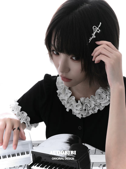 Melody Etude 18K Platinum Plating Treble Clef Hair Clip