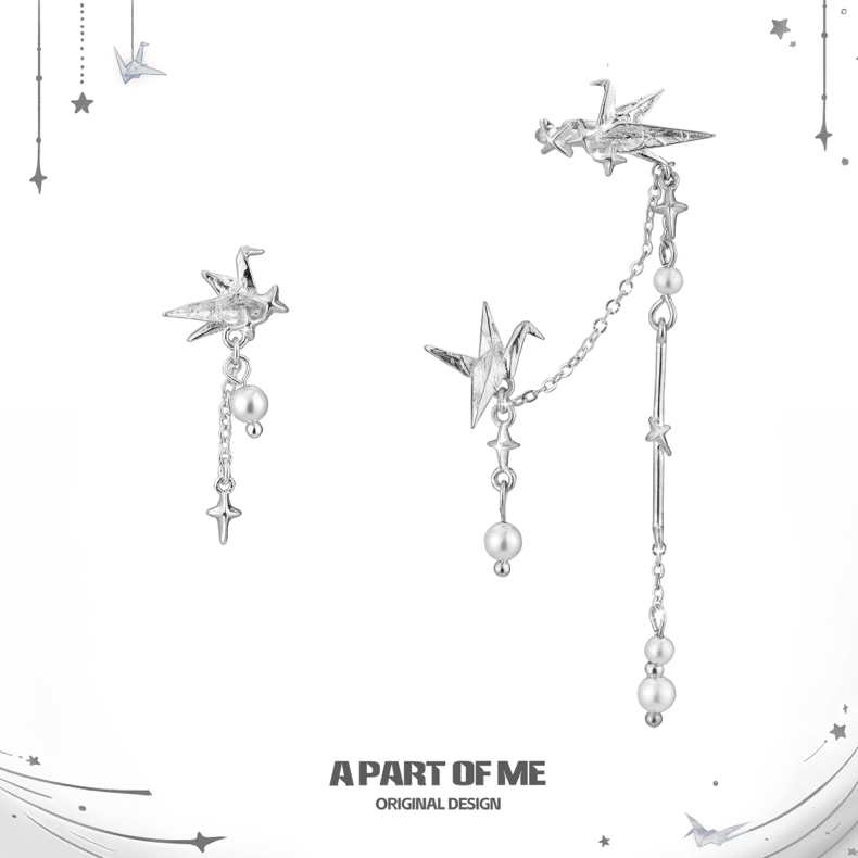 Corigami Era 18K Platinum Plating Paper Crane Earrings