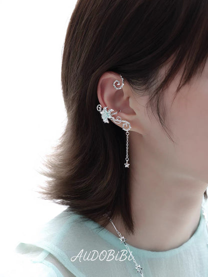 Dreamcore Lily 18K Platinum Plating Vine Asymmetry Ear Wraps