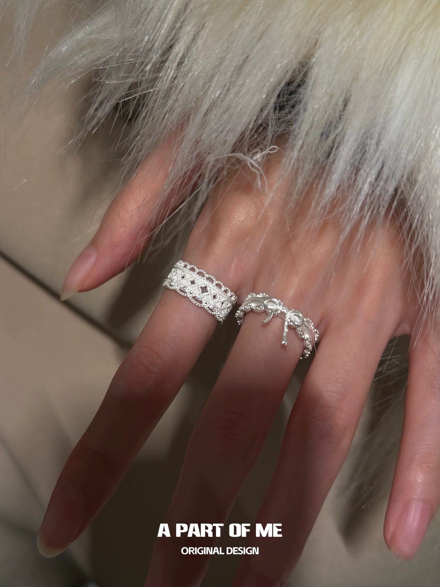 Dreaming in Lace 18K Platinum Plated S925 Silver Lace Ring