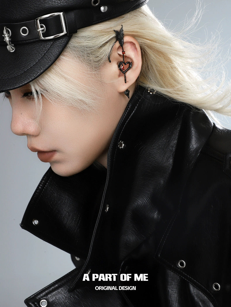 Cupid's Arrow 18K Black Gold Plating Feather Ear Wraps