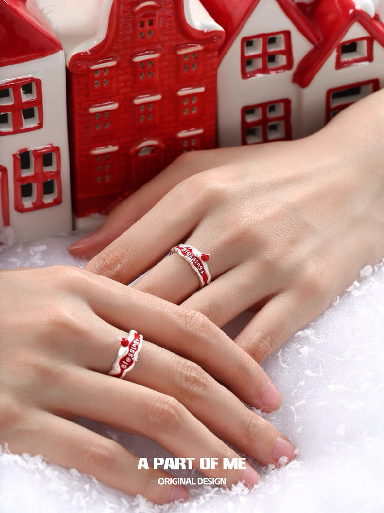 Blessing S925 Sterling Silver Adjustable Christmas Ring