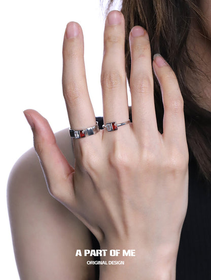 Dangerous Accomplice S925 Sterling Silver Red & White Zircon Ring