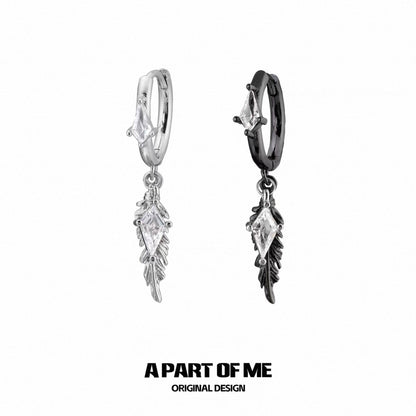 Dove & Crow 18K Platinum Plated Feather Huggies Earrings & Ear Clips