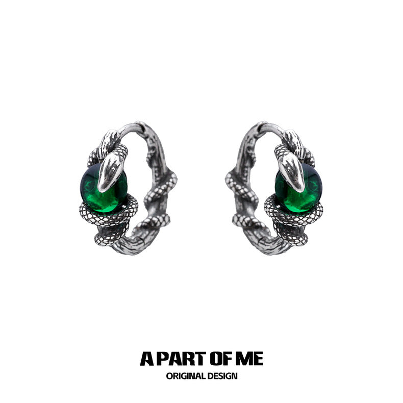 Year of the Snake S925 Sterling Silver Snake Huggies Earrings