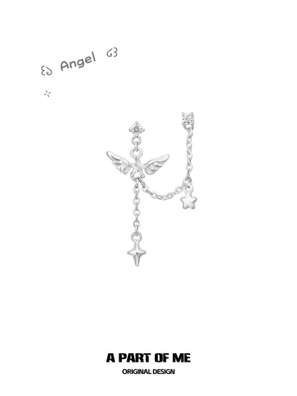 Angel Dream 18K Platinum Plating Angel Wings Double Lobe Earrings