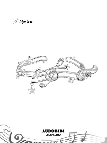 Melody Etude 18K Platinum Plating Sheet Music Angel Wings Bangle
