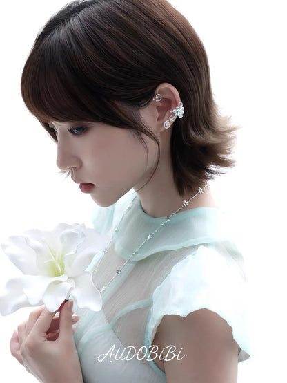 Dreamcore Lily 18K Platinum Plating Vine Asymmetry Ear Wraps