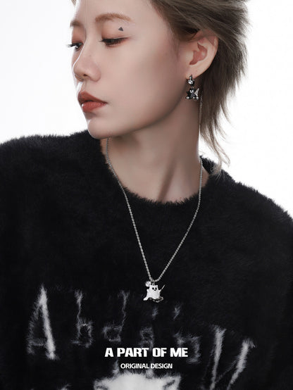 Ghost Kitten 18K Platinum Plating Pendant Necklace