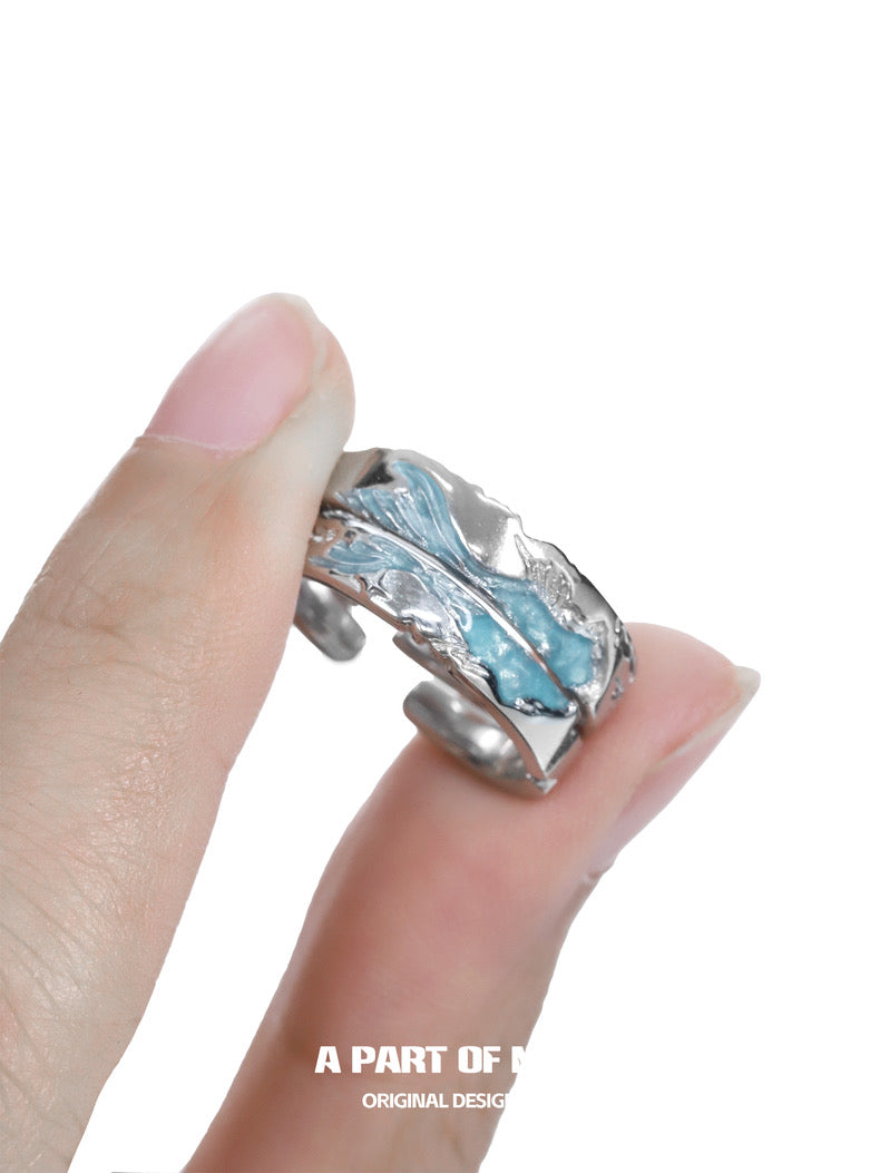 "meeting at the sea"S925 Sterling Silver Couple Ring
