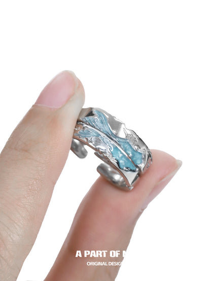 "meeting at the sea"S925 Sterling Silver Couple Ring