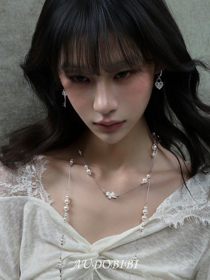 Dreaming in Lace 18K Platinum Platinum Heart Lock & Key Huggie Earrings