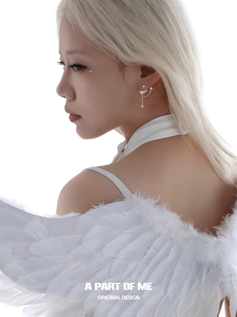 Angel Dream 18K Platinum Plating Angel Wing Detachable Earrings