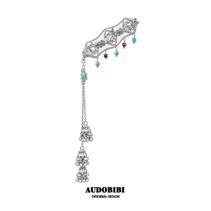 Plume Collection 18K Platinum Plated Tibet Style Hair Clip (Detachable Tassel)