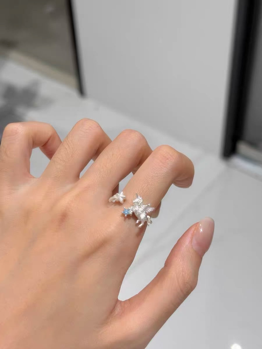 Unicorn Collection S925 Sterling Silver Adjustable Ring