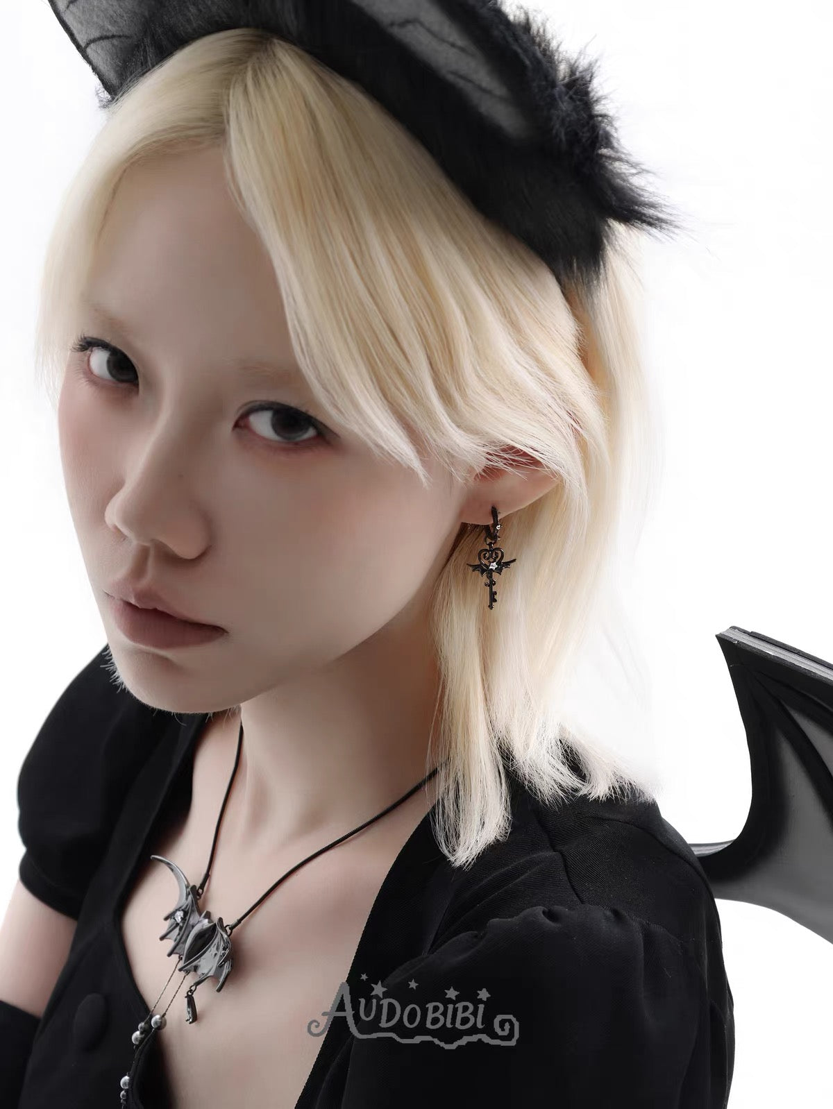 Little Devil Black Gold Plating Bat Wings Necklace