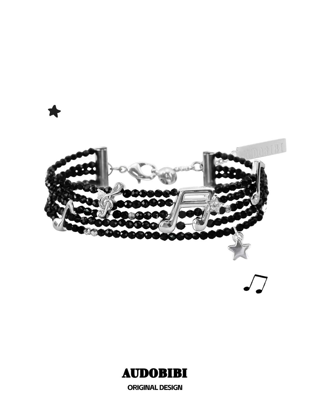 Melody Etude 18K Platinum Plating Sparkling Music Sheet Spinel Slider Bracelet