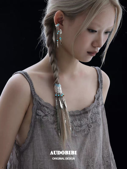 Plume Collection 18K Platinum Plating Tibetan Mountain Hair Holder (detachable tassel)