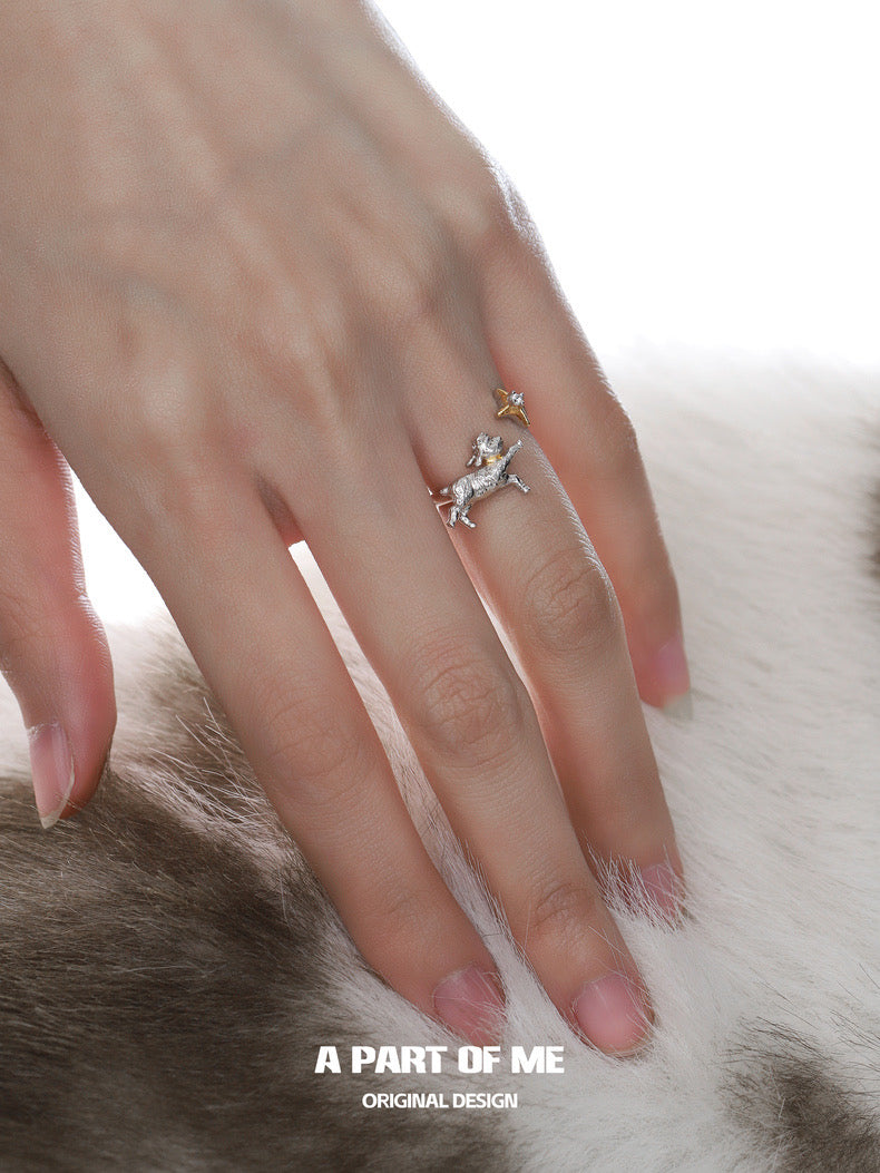 Goodnight Collection S925 Sterling Silver Lamb & Star Ring