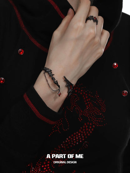 Shadow Flame Series (Sylus Dragon Form) 18K Black Gold Plating Dragon Wing & Tail Bangle
