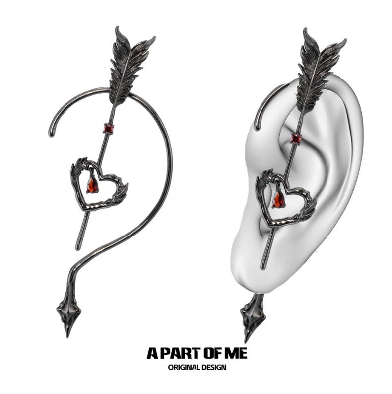 Cupid's Arrow 18K Black Gold Plating Feather Ear Wraps