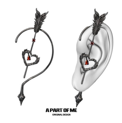 Cupid's Arrow 18K Black Gold Plating Feather Ear Wraps