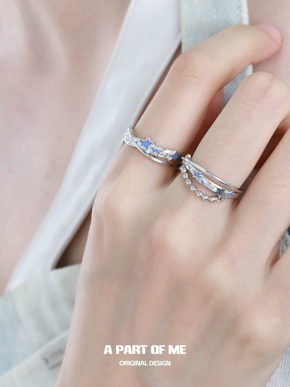 Blue Star S925 Sterling Silver Y2K Retro Rings