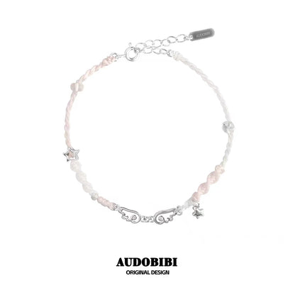 Angel Dream S925 Sterling Silver Wings Braided Cord Couple Bracelet