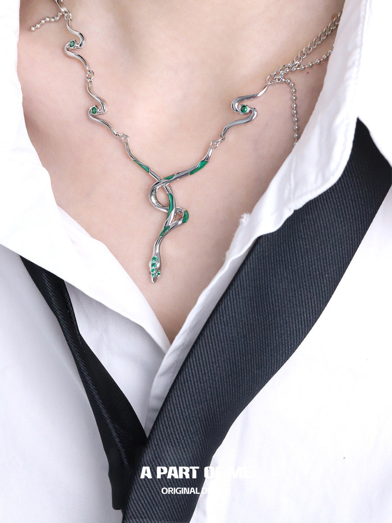 Slytherin Collection 18K Platinum Plated Tassel Snake Necklace
