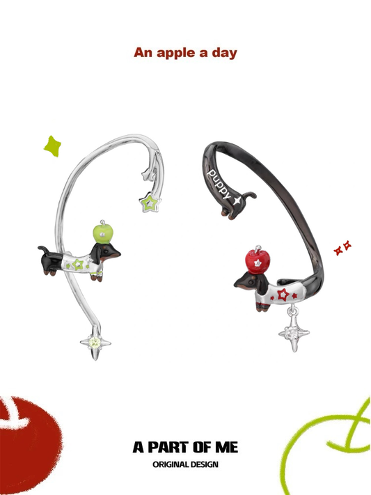 Lucky Dachshund (Apple Version) Resin Coated Ear Wraps