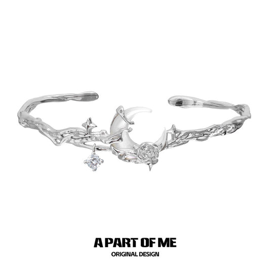 Rose on the Moon 18K Platinum Plating Natural Shell Bangle