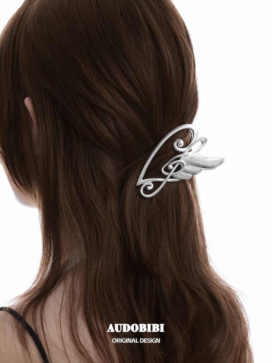 Angel Notes Platinum Plating Treble Clef Heart Shaped Hair Clip