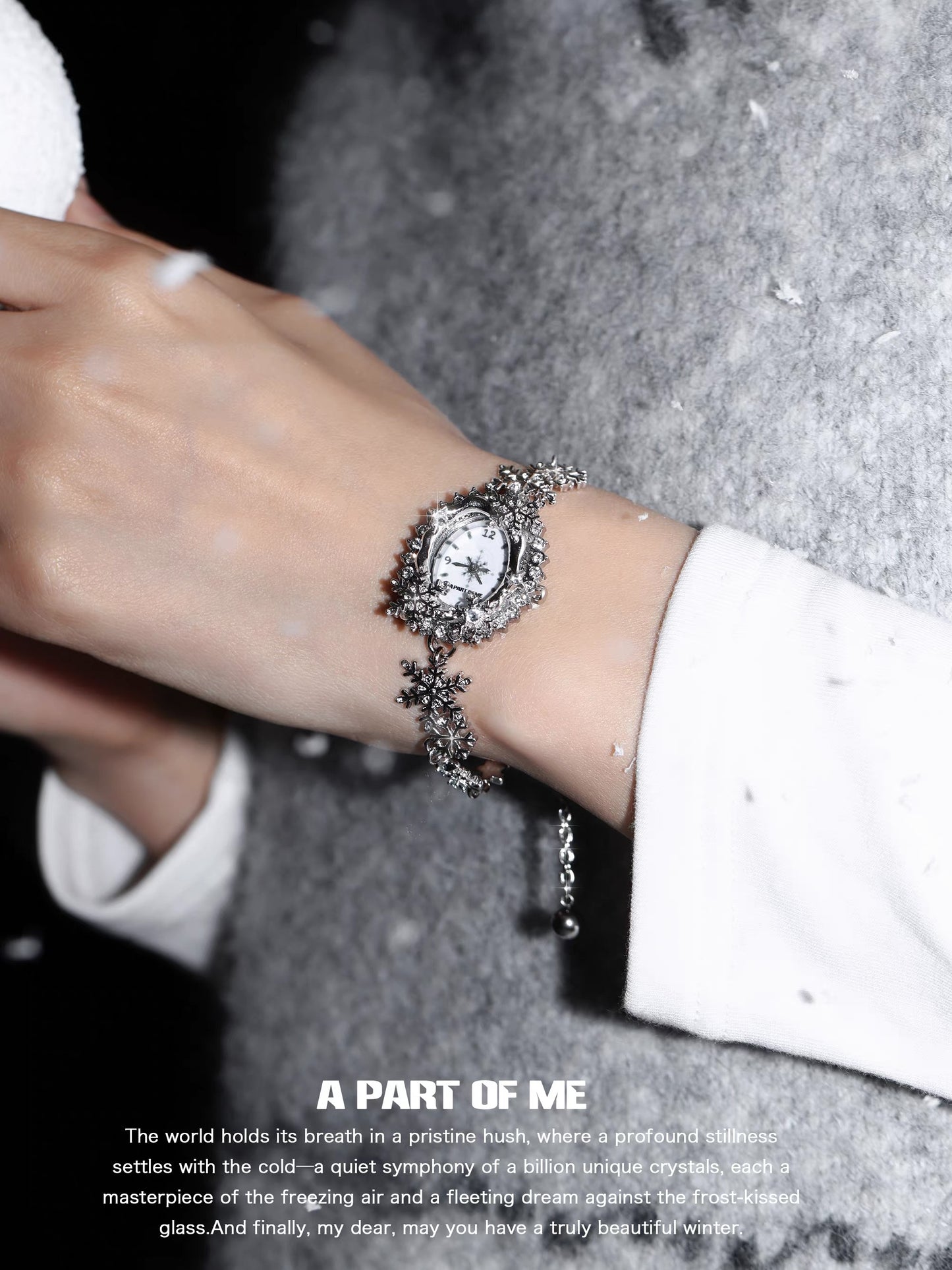 Snowflakes 18K Platinum Plating Slider Bracelet Watch