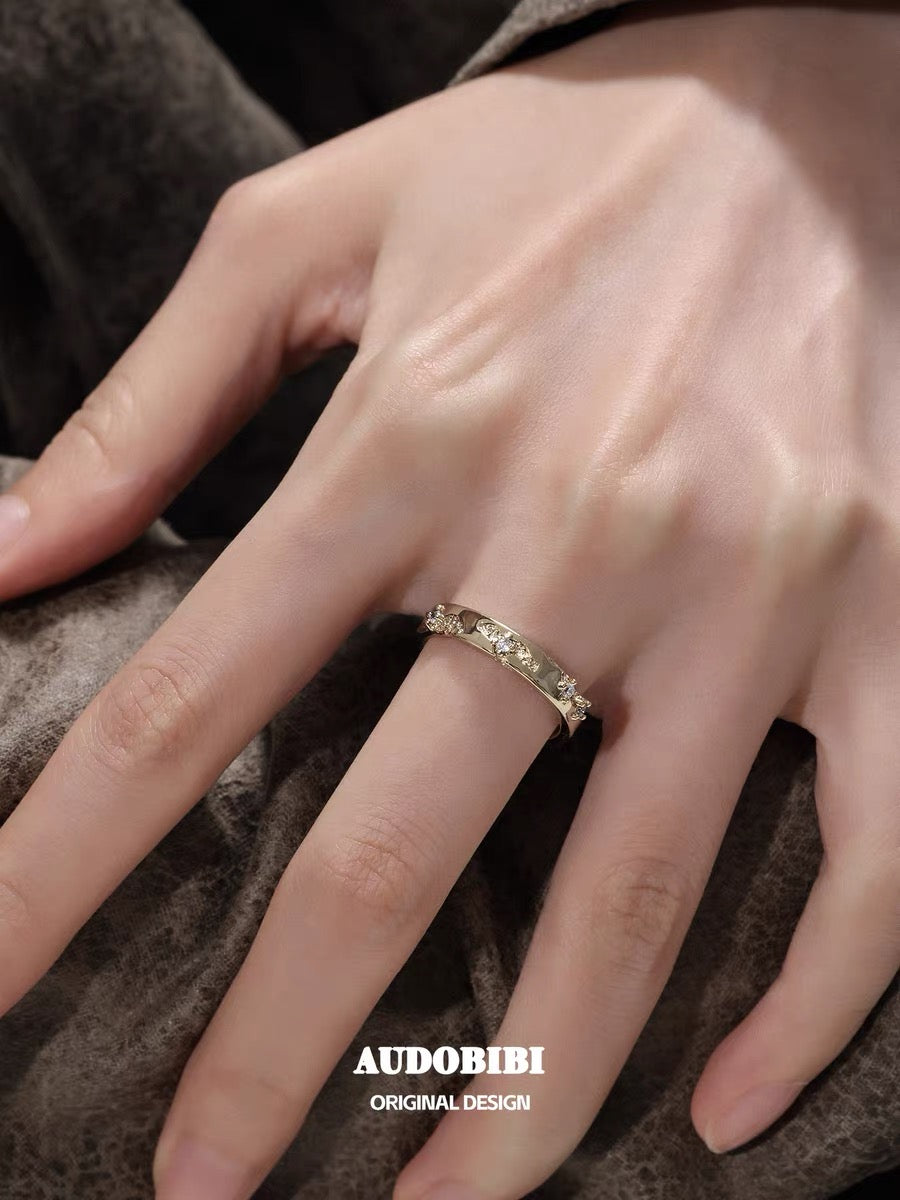 BROKEN II S925 Sterling Silver Champagne Gold-plated Couple Ring