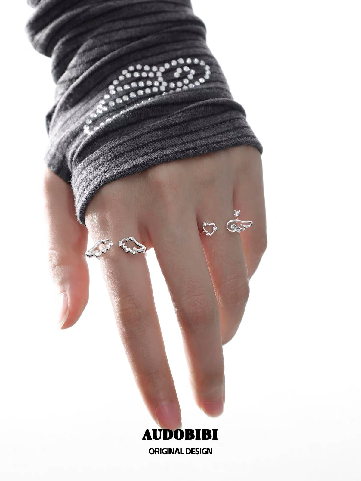Judgement Angel S925 Sterling Silver Heart & Wings Rings