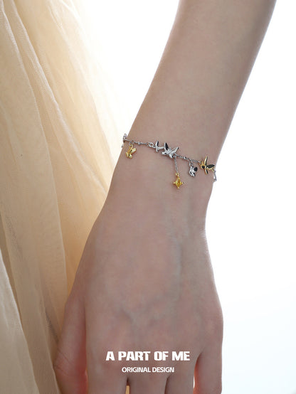 Flutter Essence S925 Sterling Silver 18K Yellow Gold Plating Butterfly Bracelet