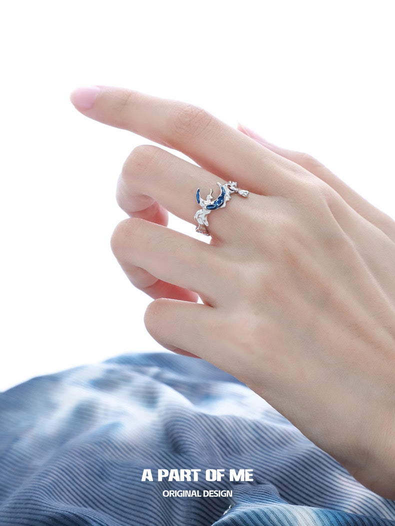 Blue Moon Collection S925 Sterling Silver Adjustable Ring