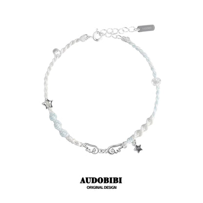 Angel Dream S925 Sterling Silver Wings Braided Cord Couple Bracelet