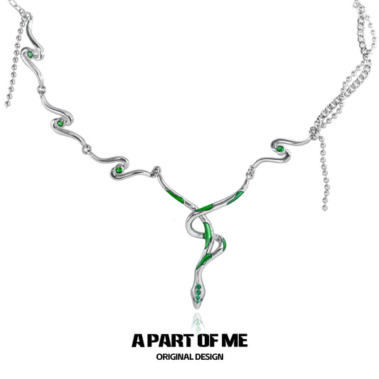 Slytherin Collection 18K Platinum Plated Tassel Snake Necklace
