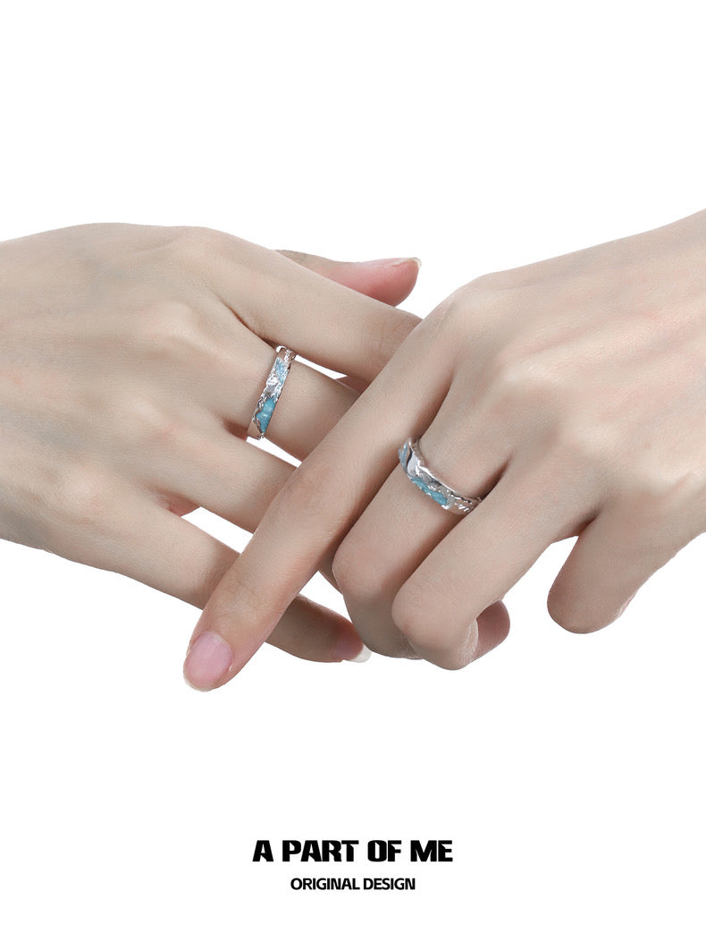 "meeting at the sea"S925 Sterling Silver Couple Ring