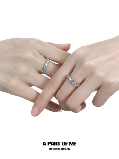 "meeting at the sea"S925 Sterling Silver Couple Ring