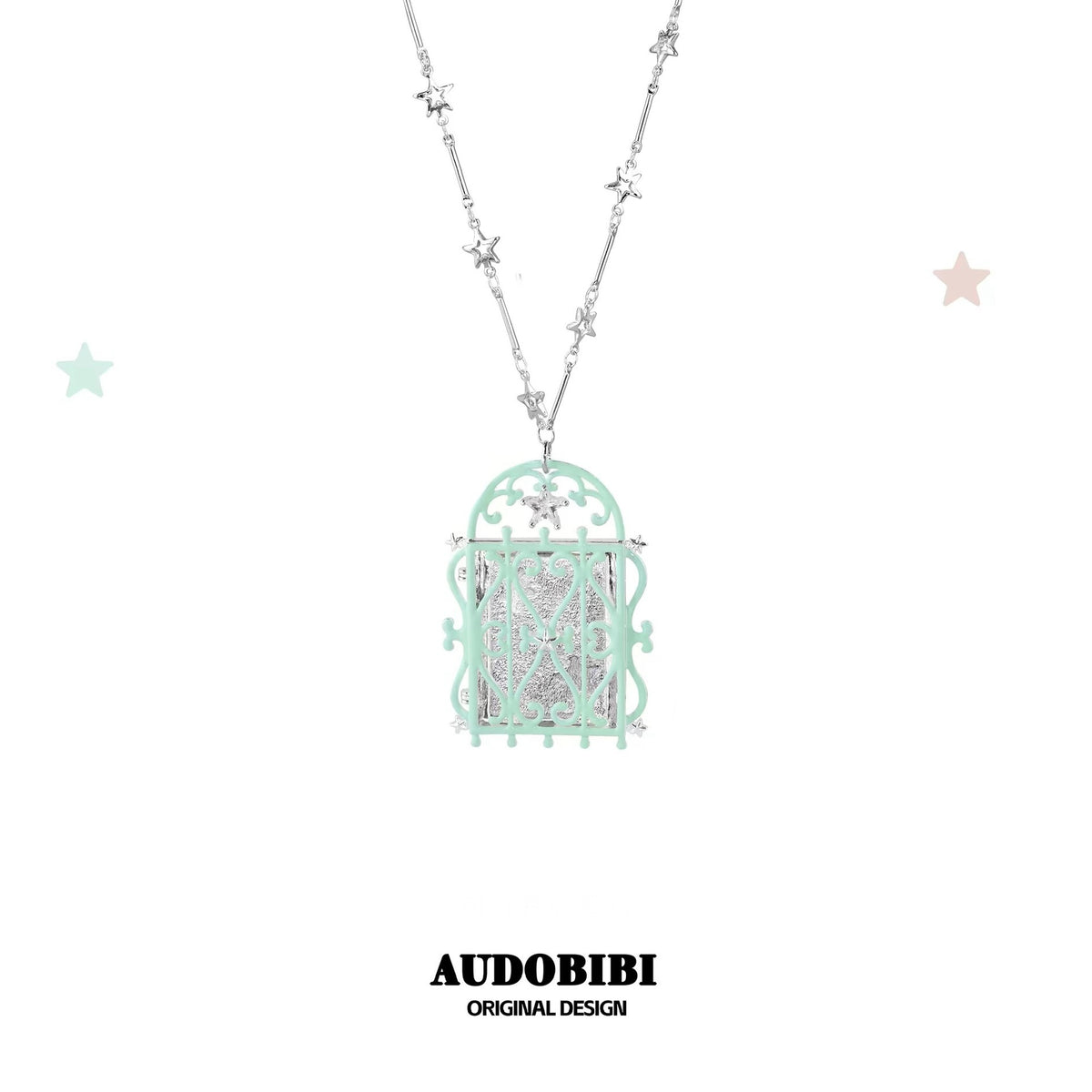 The Hidden Gate 18K Platinum Plating Garden Gate Photo Locket Necklace