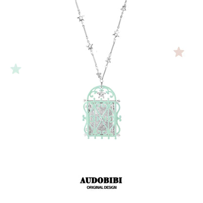 The Hidden Gate 18K Platinum Plating Garden Gate Photo Locket Necklace